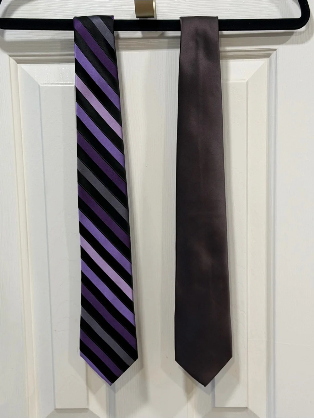 George Purple Stripe and Solid Brown Necktie Set of 2